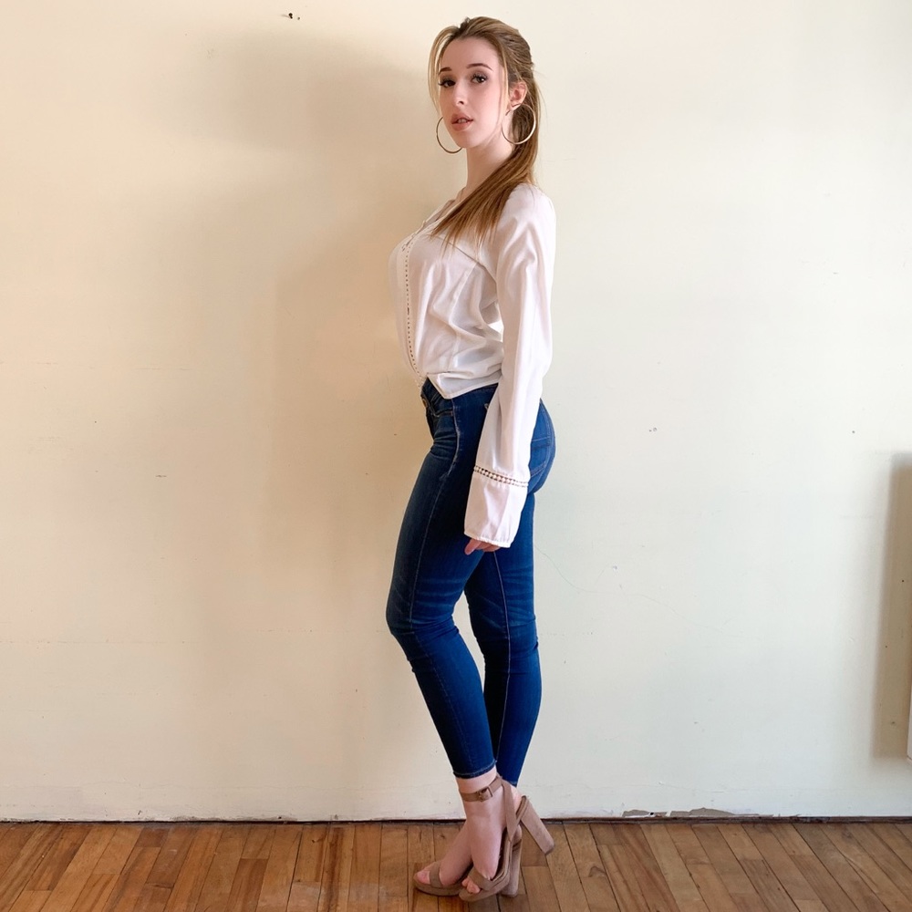 Boho-Style Long Sleeve White Blouse